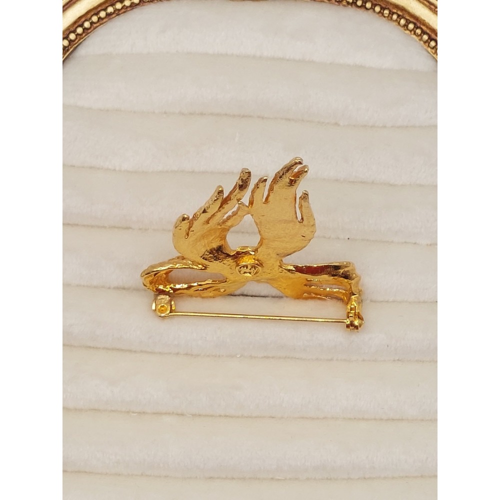 Vintage Brooch Signed Angel Gold Textured Ribbon Bow Pin Coquette Romantic 1980s - Picture 3 of 11